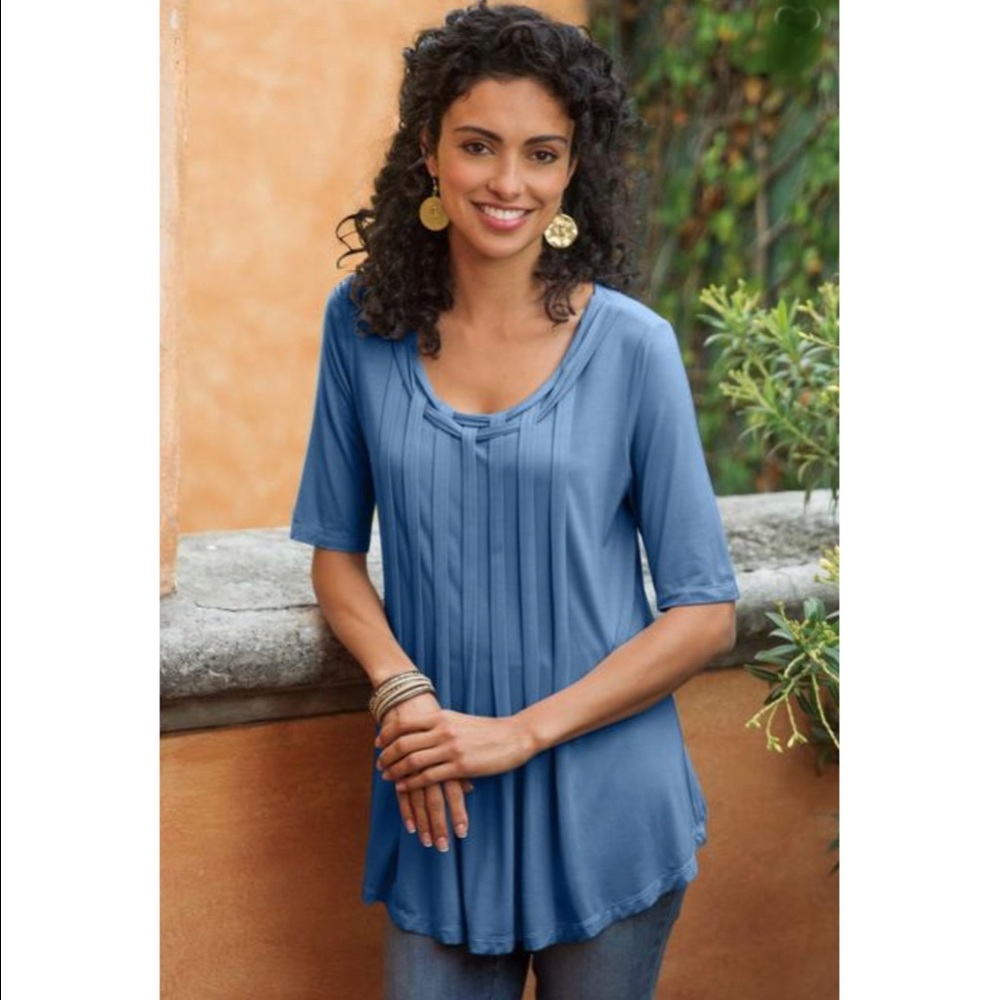 Soft Surroundings Blue Lattice Tee Size Large